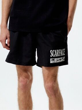 Scarface 4.5” Black Swim Shorts